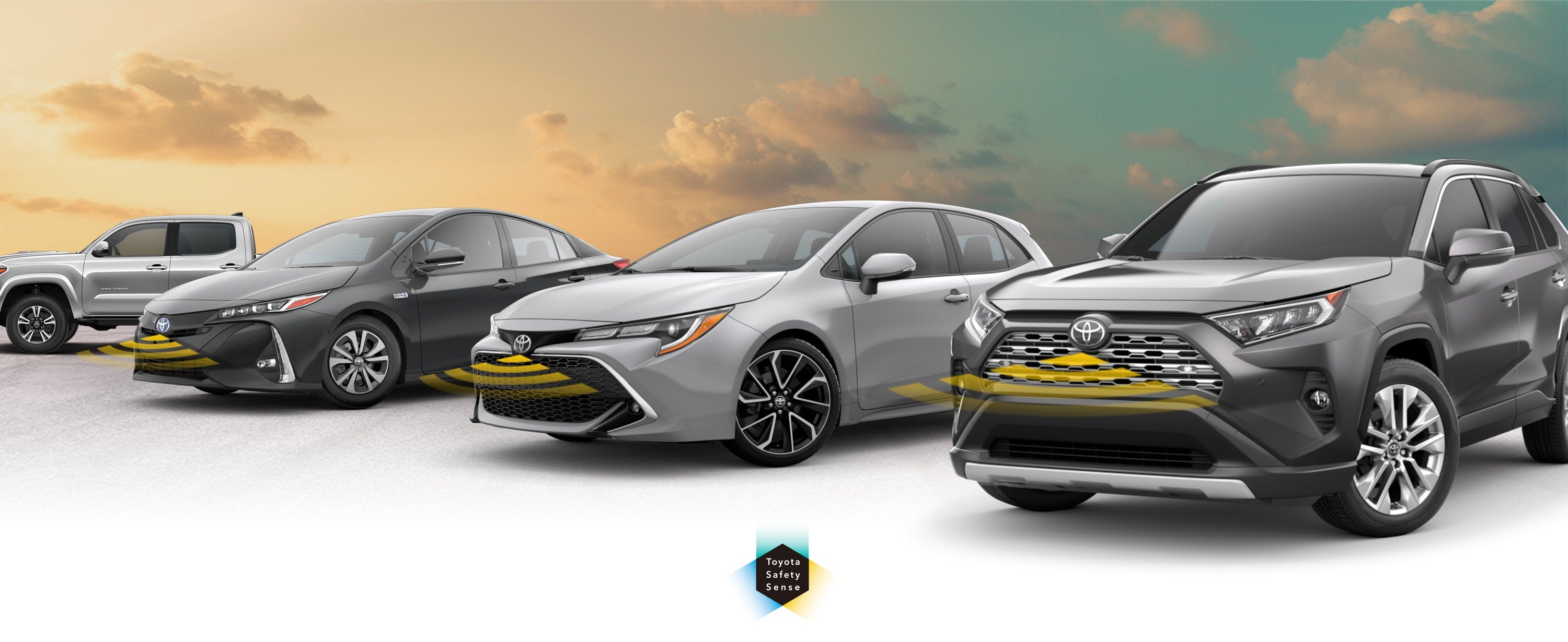 Toyota Safety Sense: Designed for Safety. Options shown on Toyota models including RAV4, Tacoma, and Camry, available now at Toyota of Bristol in Bristol TN.