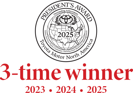 Toyota President’s Award three-time winner badge for Toyota of Bristol